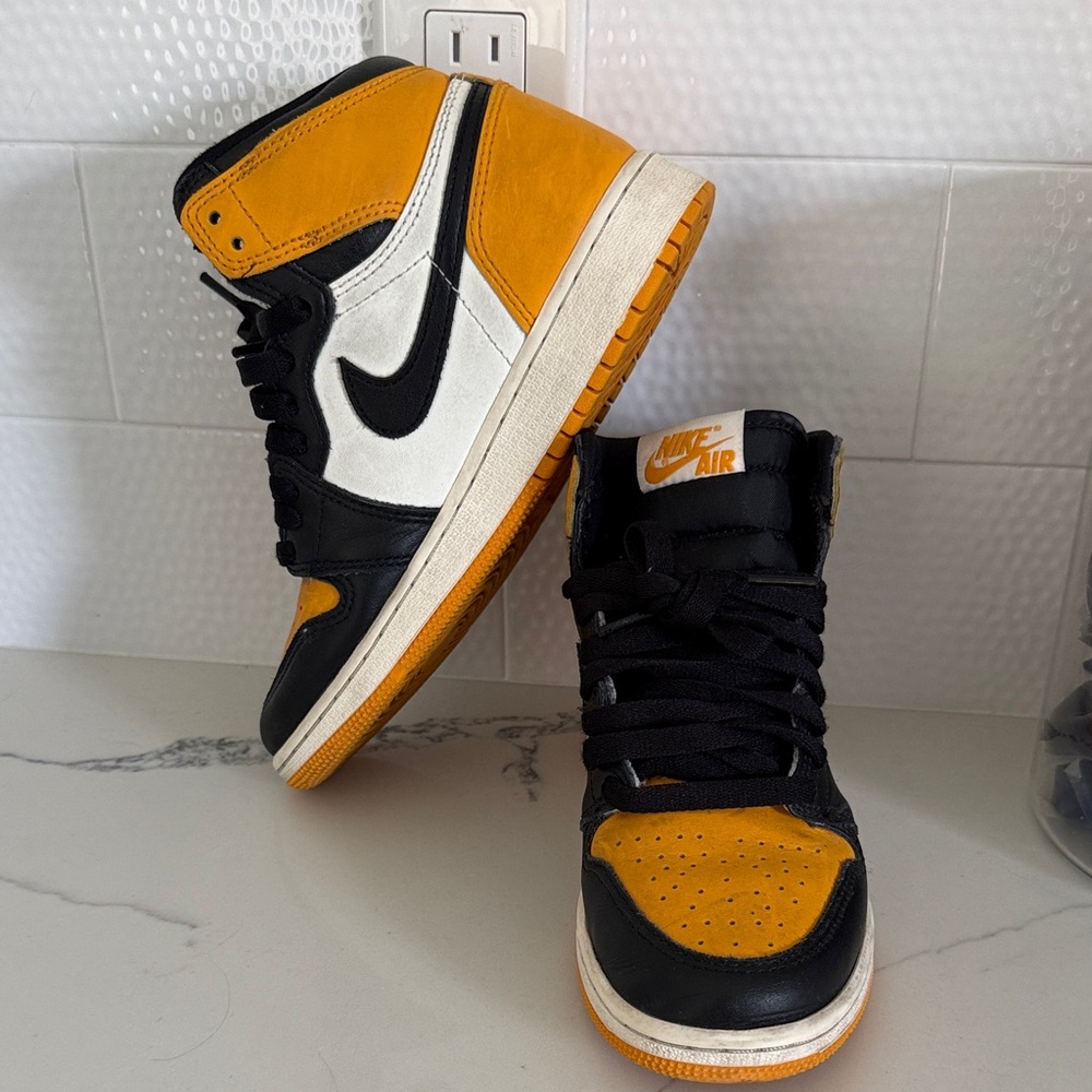 Nike Kids High-Top Sneakers - Black, White, and Orange